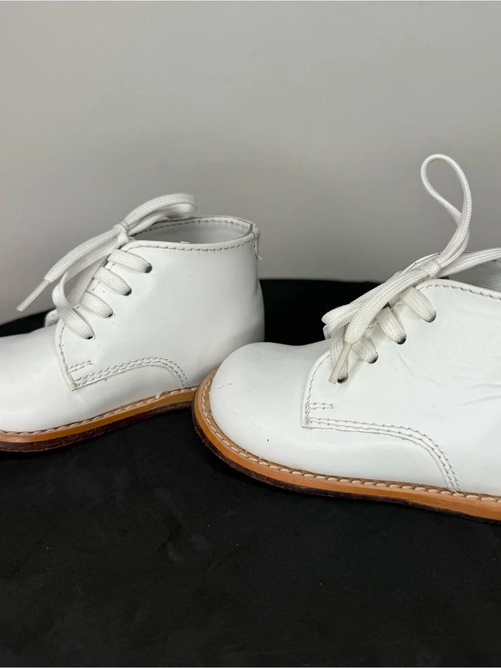 Josmo White Kids Lace-Up Dress Boots with Tan Sole